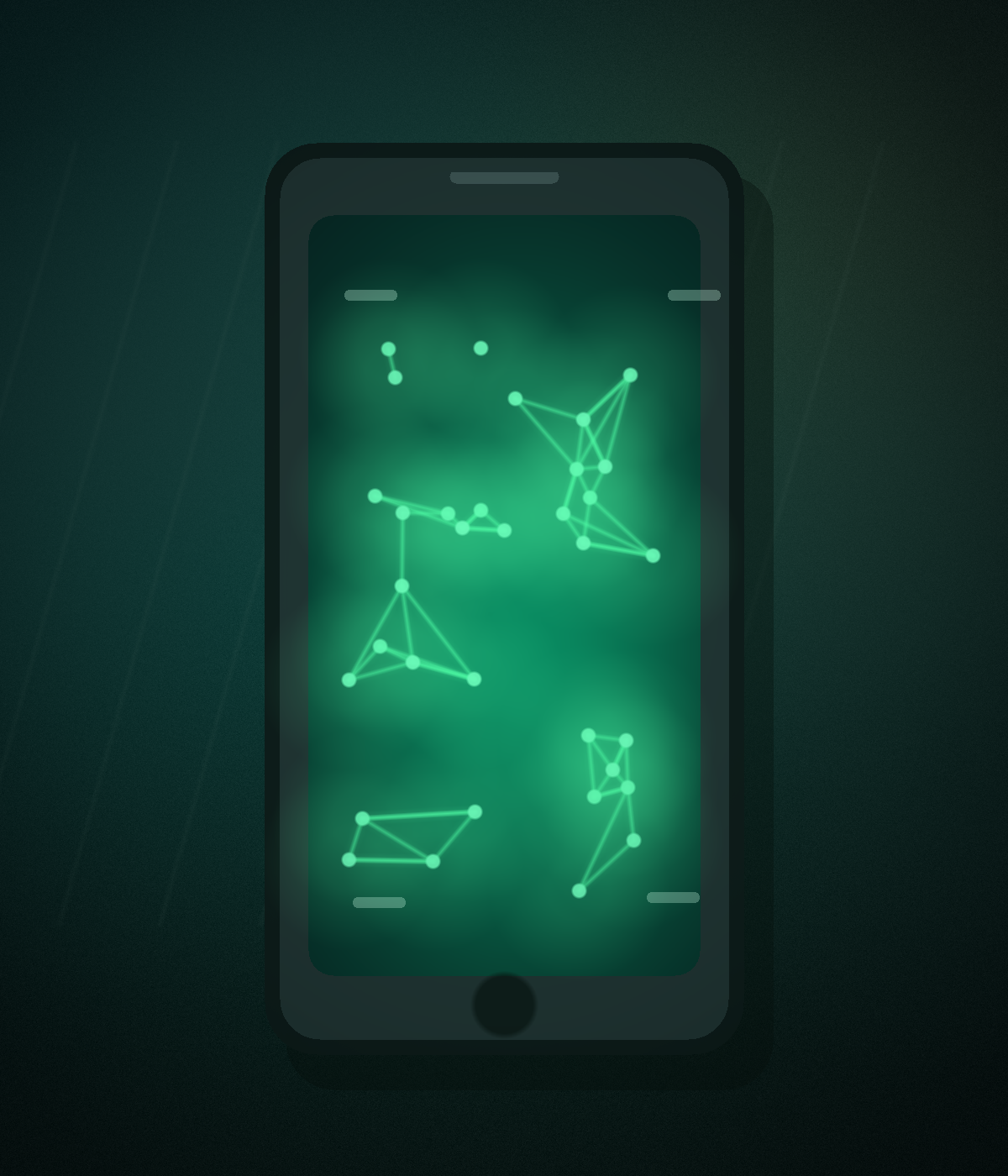 Phone showing a glowing local mesh in a field kit